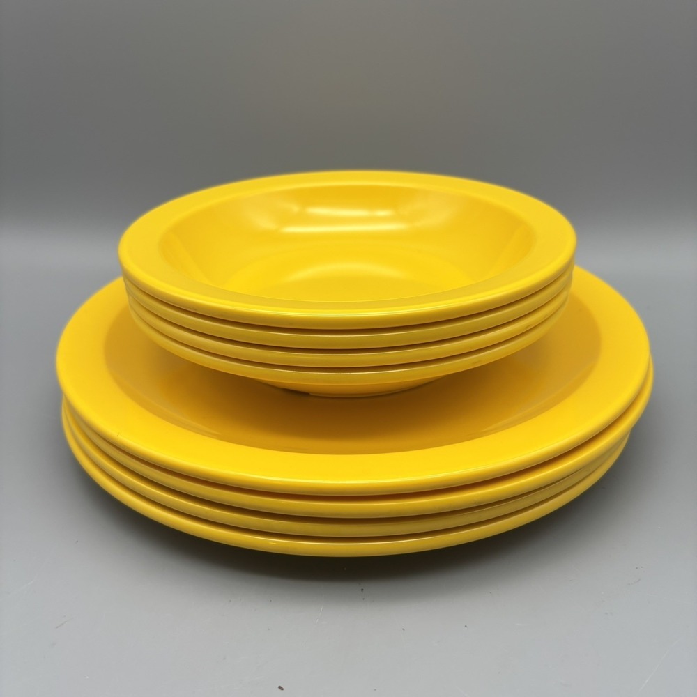 Vintage Texas Ware Melamine Melmac Yellow Dinner‎ Plates #139 (4) And Bowls (4)